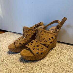 Franco Sarto Brown Wedge Sandals